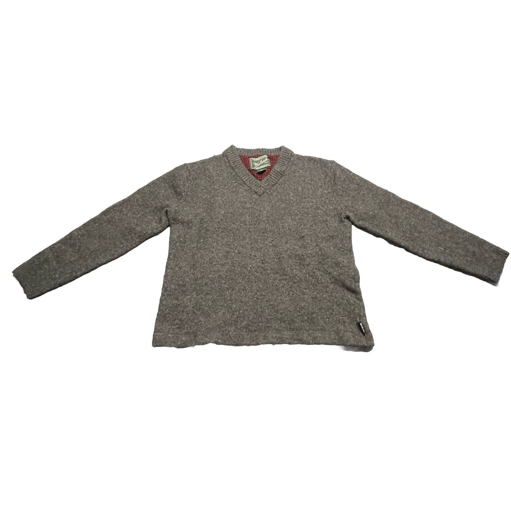 WOOLRICH Men's Gray Lambswool Blend V Neck Sweater  Size Medium‎